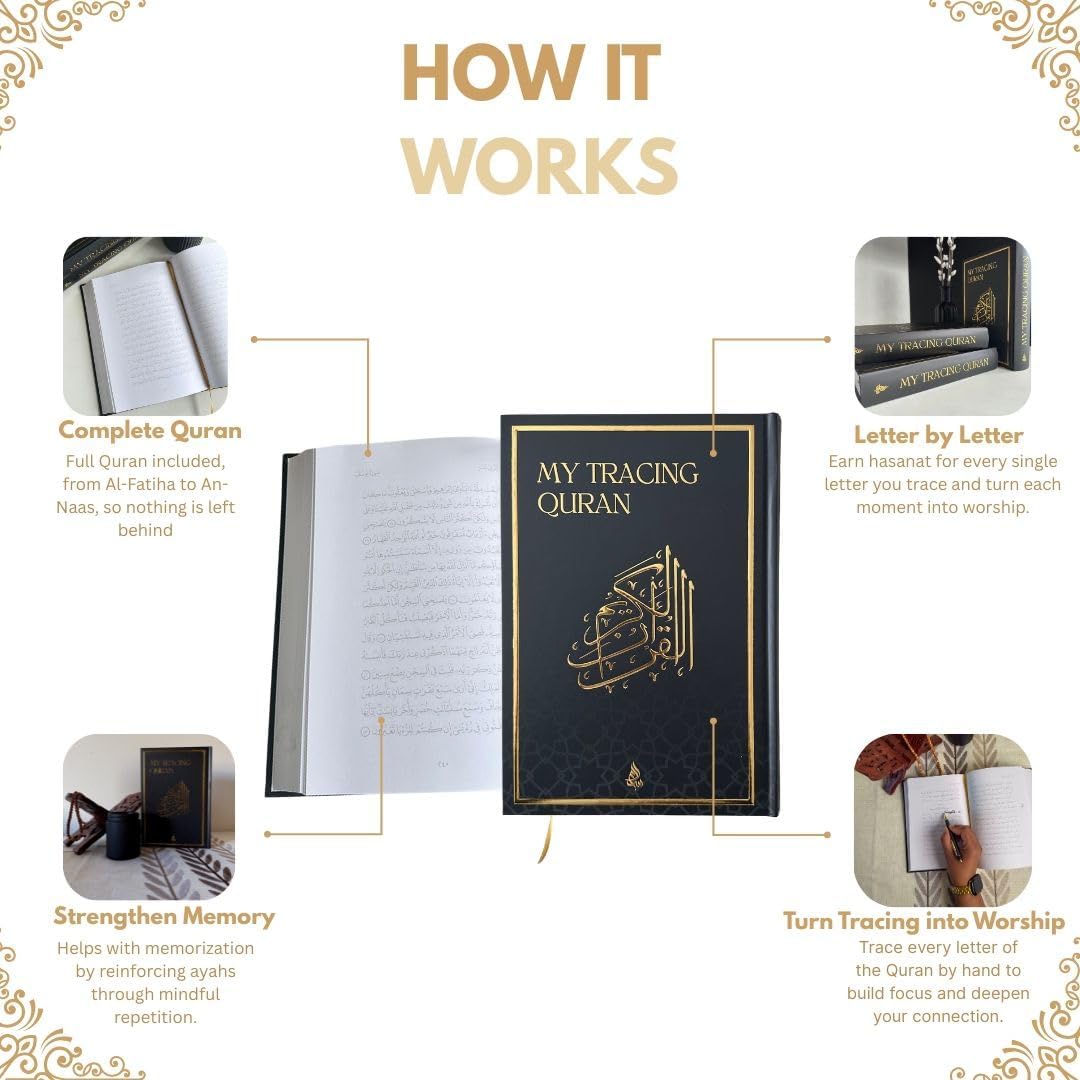 Tracing Quran Mushaf with Full Juz 1 to 30 | Ideal Book for Writing and Learning Quran Text | Perfect Ramadan, Eid, Umrah Gift for Muslim Women Men Child