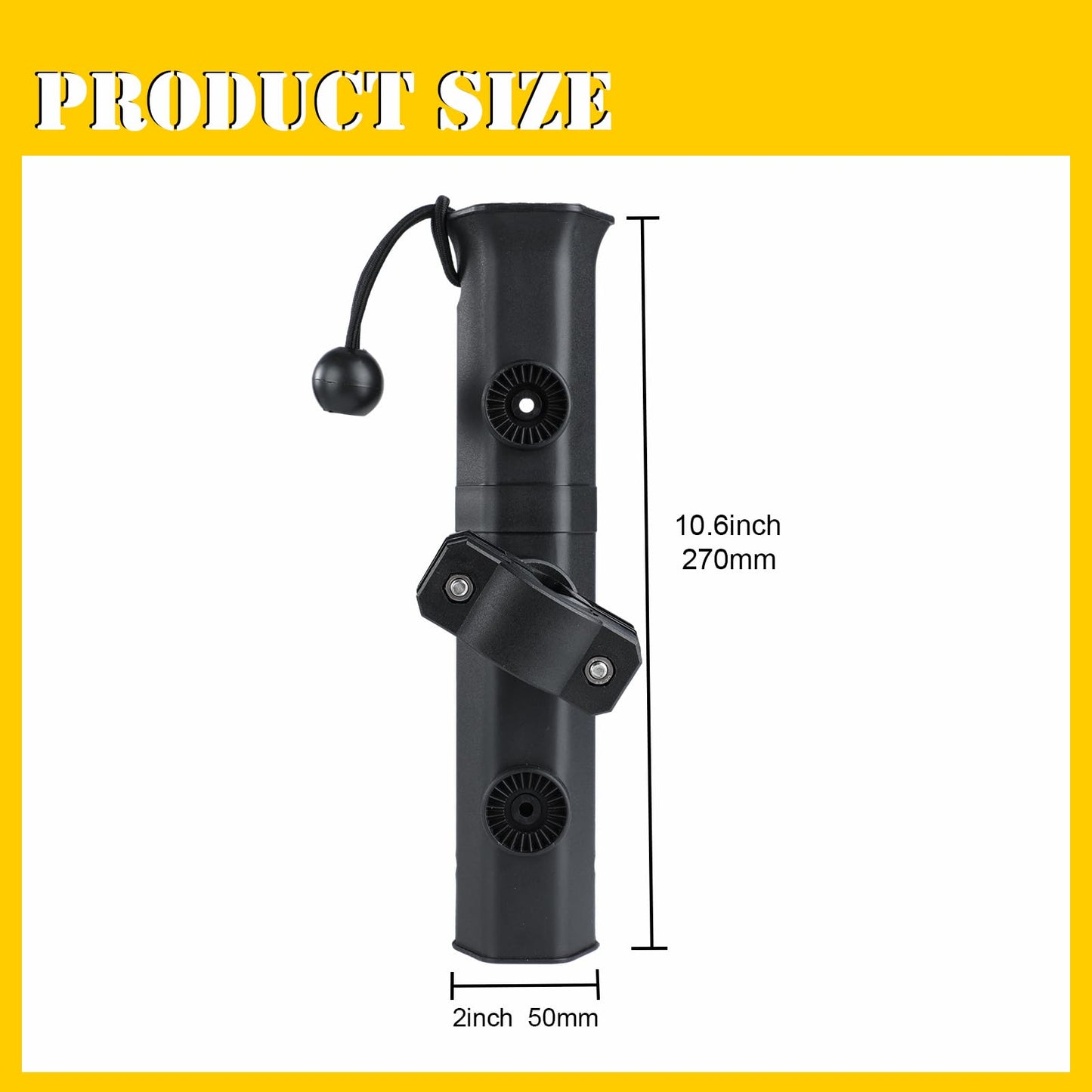 GearTrust Pole Mount Fishing Rod Holder for Bike, Adjustable Fishing Pole Holder for Bike with Mount Clamp, Rod Rack for Bicycle, Boats, Golf Cart, Fishing Chair, ATVS, Carts(Carbon Black)