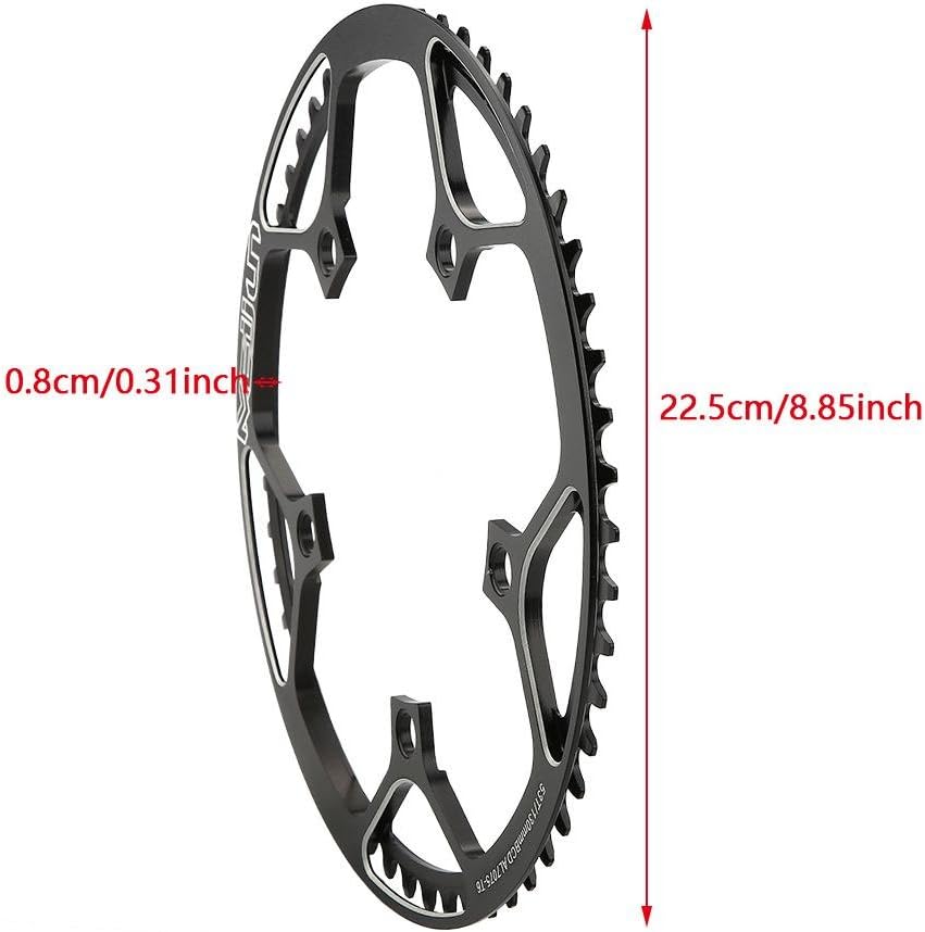 Aluminum Alloy Chainring, Mountain Bike Front Chainring, Single Speed 53T (Black)