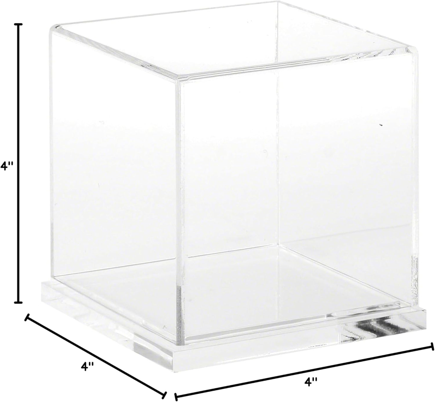 Plymor Clear Acrylic Display Case with Black Base, 4" x 4" x 4"