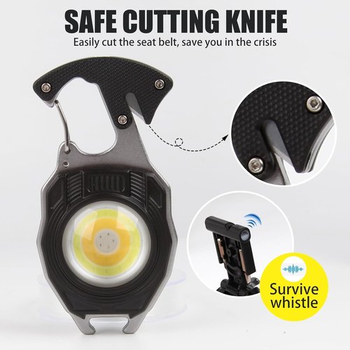 E-SHIDAI Mini Flashlight 1 Pack, Rechargeable Keychain Flashlight with 3 Light Modes, 1000lumens Bright EDC Flashlight Keychain Light with Magnet Base, Portable Pocket Flashlight for Camping Walking