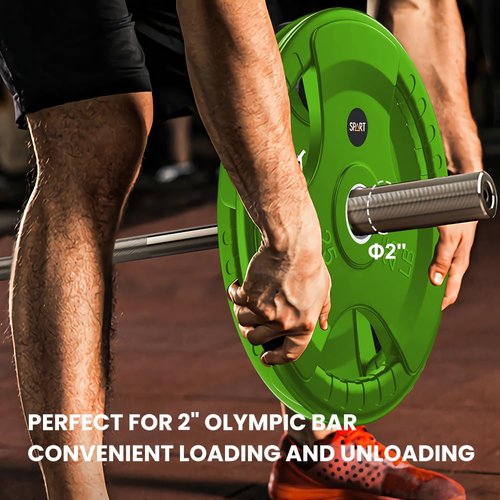 SPART Color Weight Plate 2-Inch Rubber Coated Olympic Grip Plate for Barbell,Solid Cast Iron Weight Plates in Pairs or Single for Strength Training,Weightlifting,Crossfit,Home Gym, 25LB, Single
