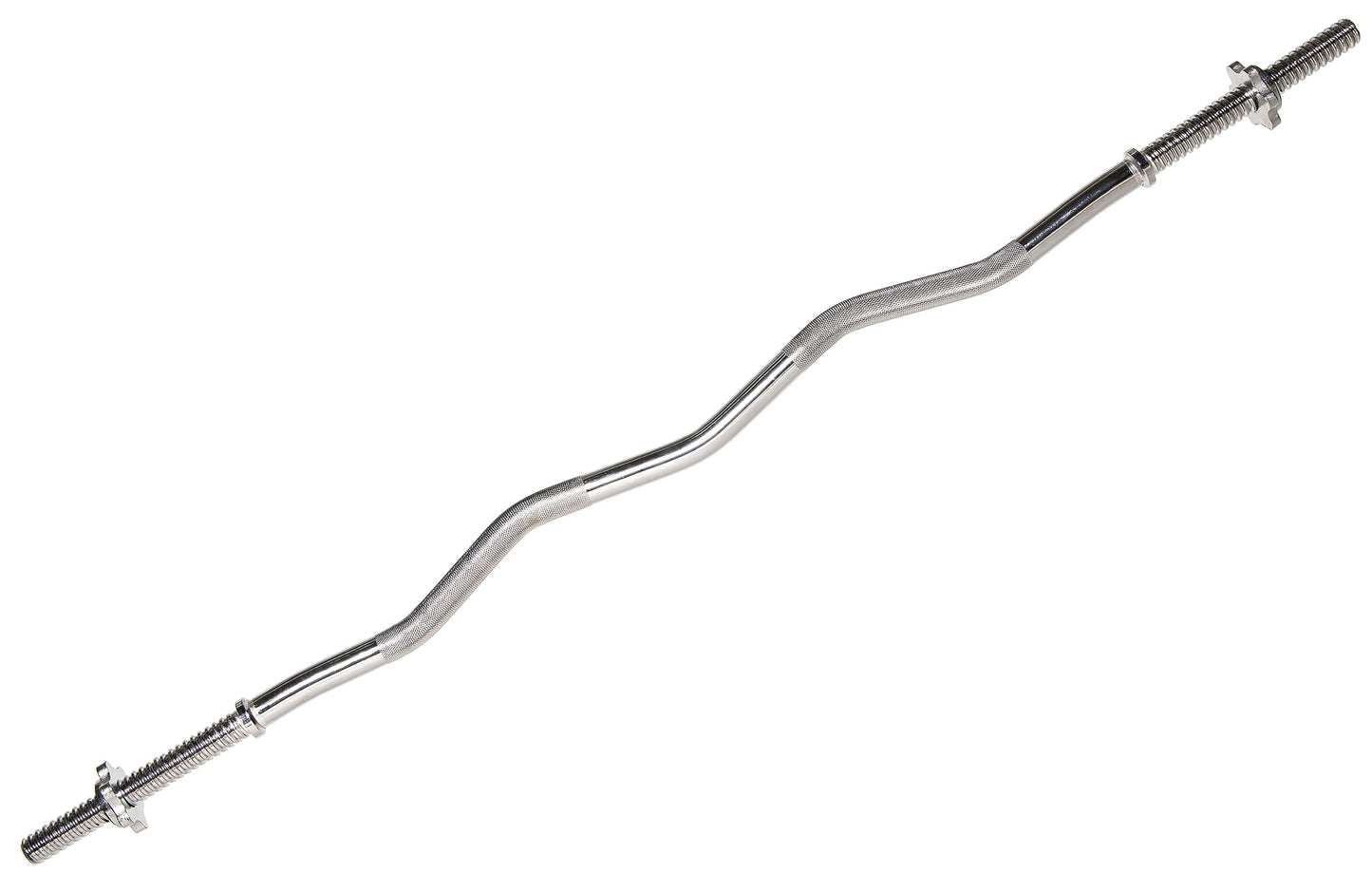 Fitvids Standard Threaded Curl Barbell Curl Bar with Collars, 48 inch, Chrome
