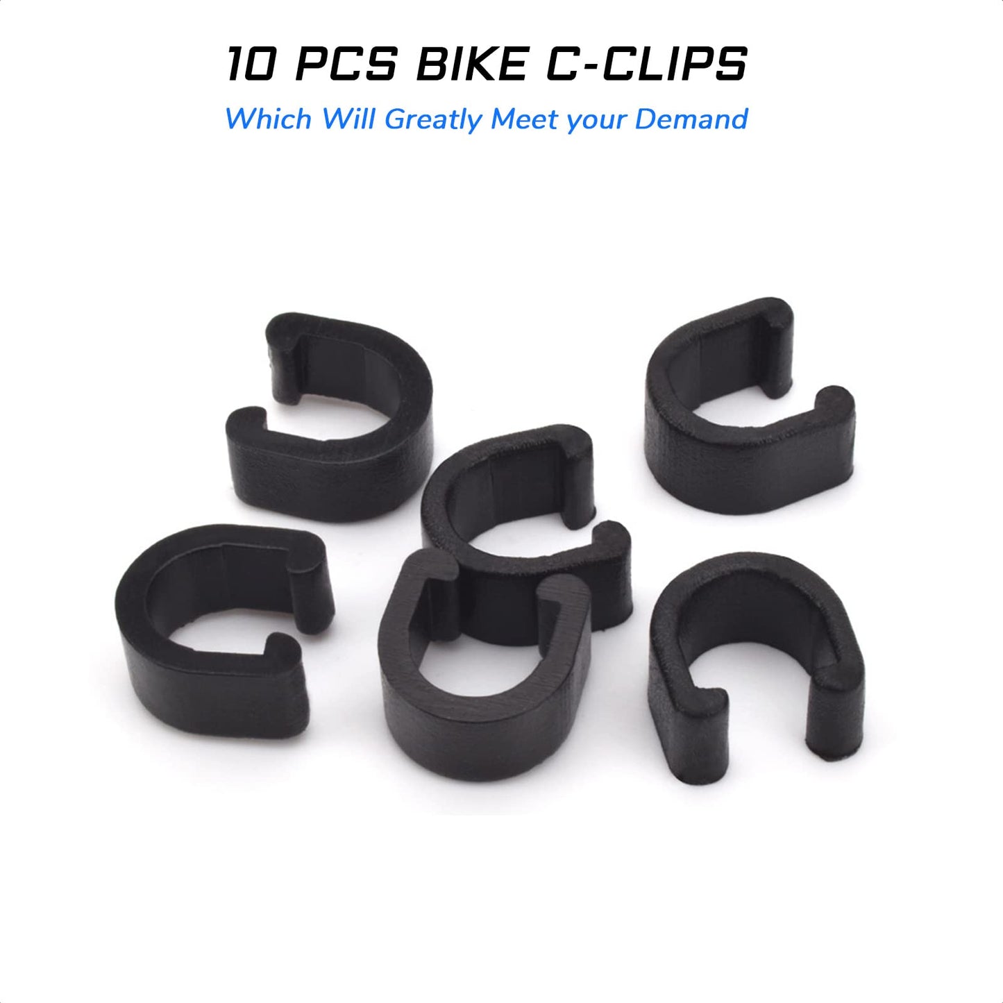 KIEVODE 10 PCS Bike C-Clips Clamps for Brake and Shift Cables - Mountain Road Bicycle MTB Housing Hose Guide Clamps