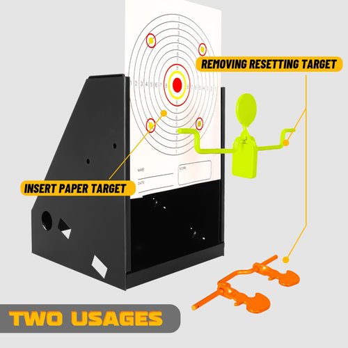 Highwild BB Trap Pellet Collector Resetting Target (Airgun Only) with 10pcs 7" X 9" Paper Targets and 3 Spinner Targets