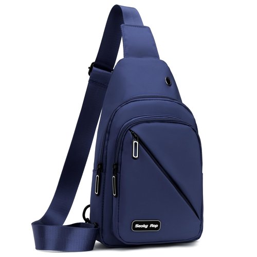 Seoky Rop Sling Bag for Men Women, Small Nylon Crossbody Bag Trendy, Casual Shoulder Chest Bag for Travel Running Hiking Blue