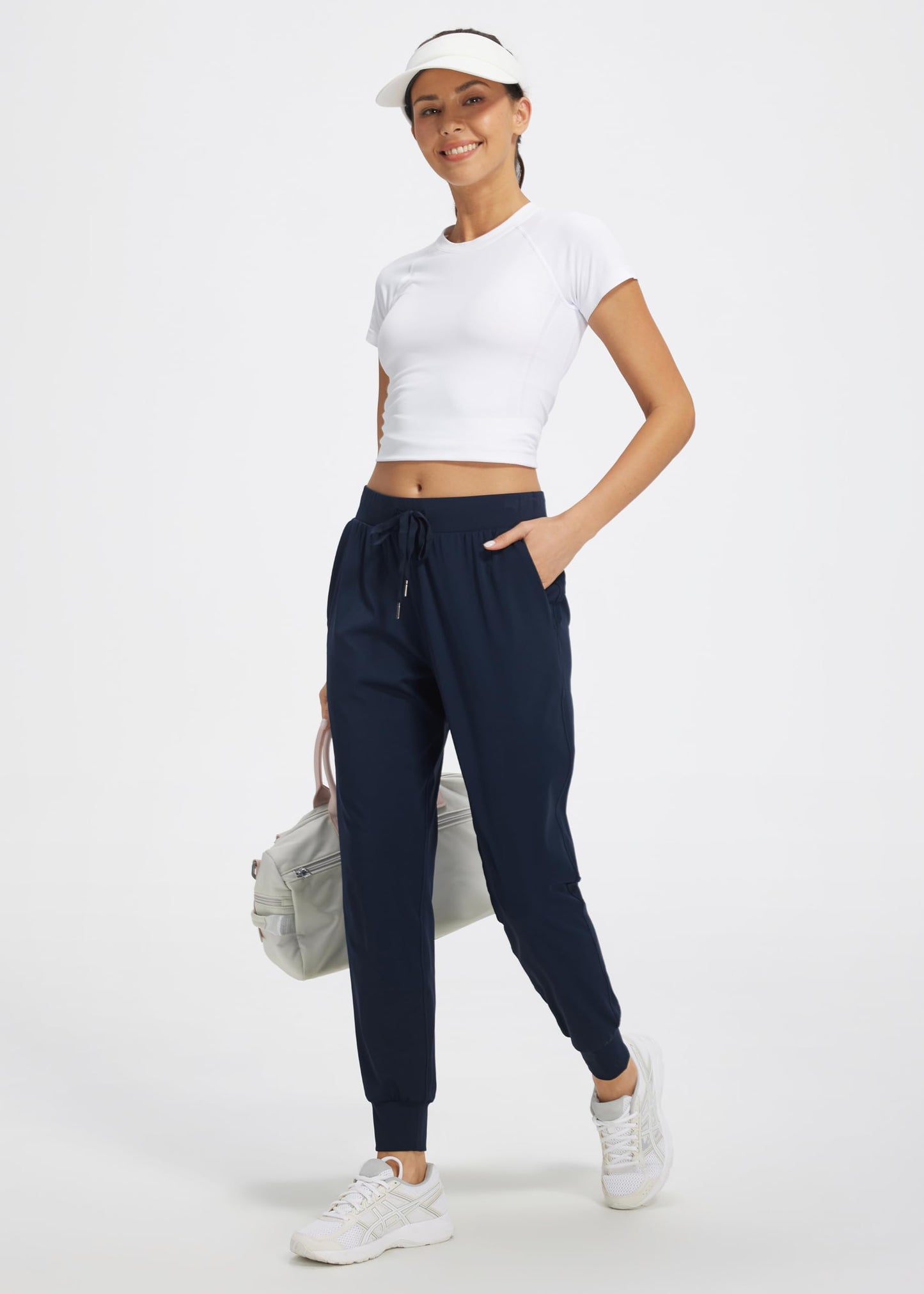Libin Women's Joggers Pants Athletic Sweatpants with Pockets Running Tapered Casual Dance Pants for Workout,Lounge, Navy XS