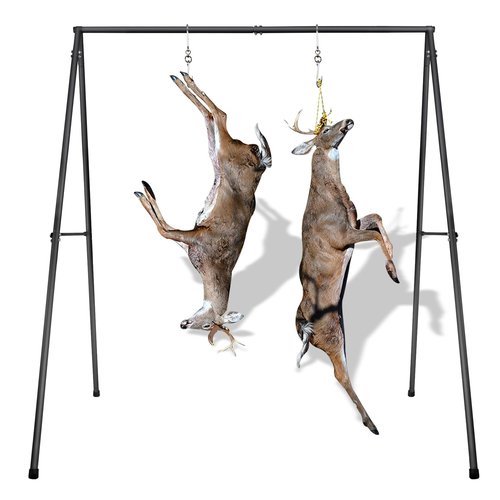 Deer Game Hanger Hoist, Tripod Deer Hanging Stand, Deer Skinning Rack with 2 Meat Hooks for Hunting and Fishing, Animal Skinning, Dressing and Butchering - Heavy Duty
