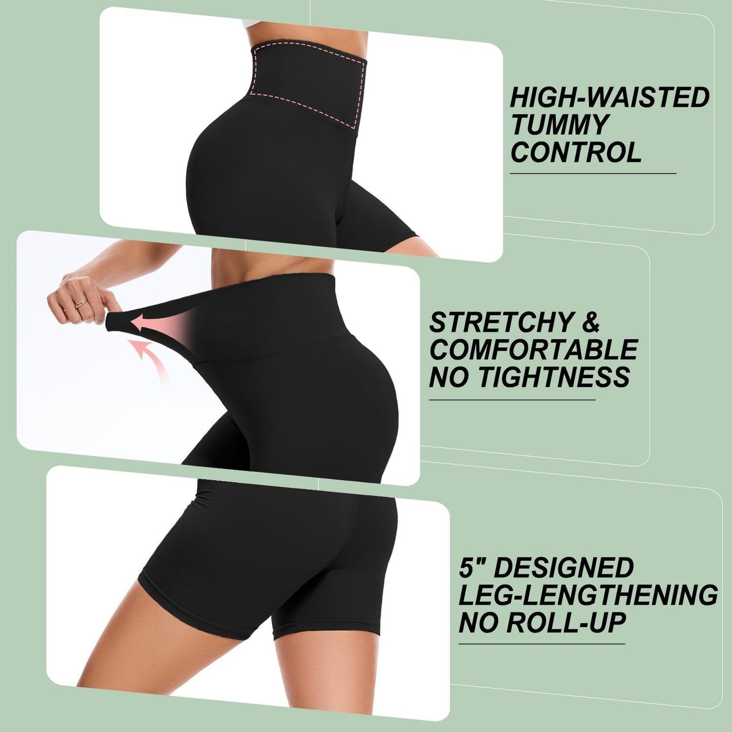 Hi Clasmix Women's 3"/5" High Waisted Biker Shorts - Spandex Yoga, Workout, Cycling, Volleyball, Dance | Athletic Booty Shorts