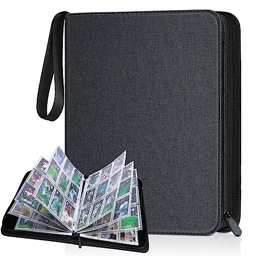 Black 900 Pockets Card Binder for Trading Cards & Sports Cards - Durable PU Cover Zip Organizer