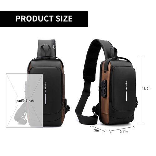 HXUANYU Men's and Women's One Shoulder Anti theft Crossbody Bag, Sling Bag USB Chest Bag (grey)
