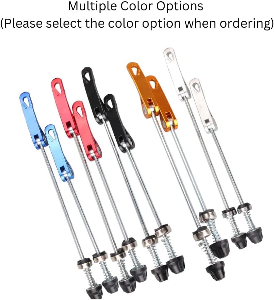 Road Mountain Bicycle MTB Wheel Hub Front and Rear QR Quick Release Skewers Clip Lever Axle 145/185mm, Pair,Multiple Color Options