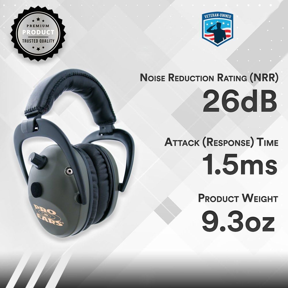 Pro Ears - Predator Gold - Hearing Protection and Amplfication - NRR 26 - Contoured Ear Muffs