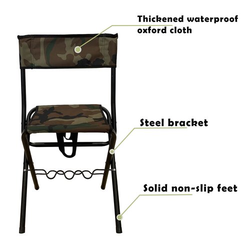 LEADALLWAY Folding Fishing Chair with Rod Holder,Camouflage