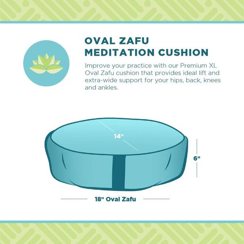 Bean Products Hemp Zafu Meditation Cushion for Sitting on Floor, Hemp Yoga Pillow, Zafu Meditation Pillow, Zen Seiza Kneeling Prayer Pad Support - Made in USA - Oval Cactus