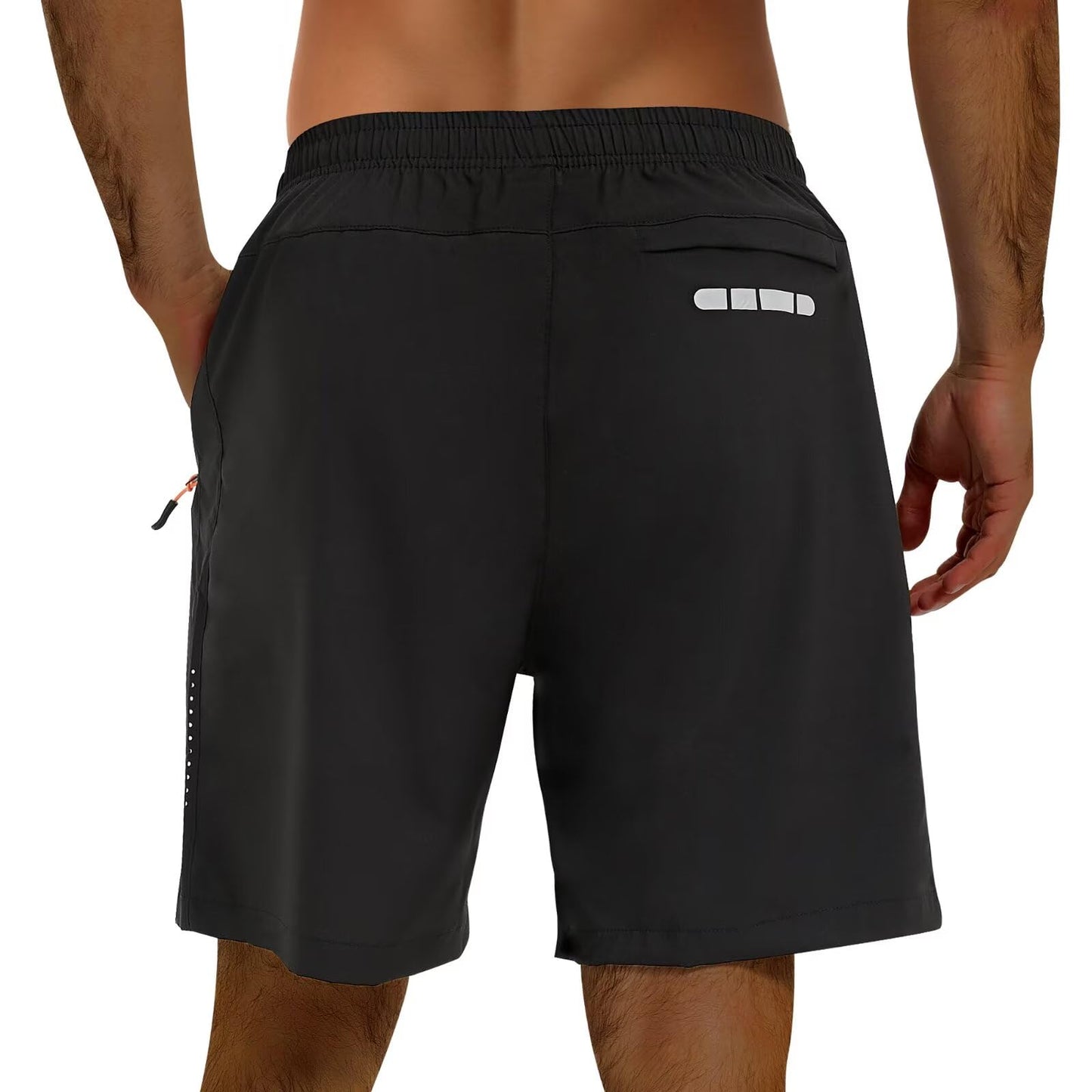 FIONECA 2 Pack Mens Athletic Shorts Quick Dry 7 Inch Running Shorts Breathable Mesh Gym Workout Shorts with Zipper Pockets(Black&Black,S