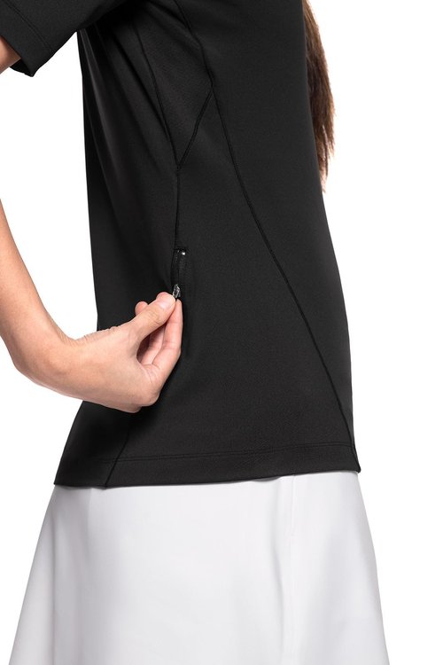 Coolibar UPF 50+ Women's Devi Short Sleeve Fitness T-Shirt - Sun Protective (X-Small- Black)