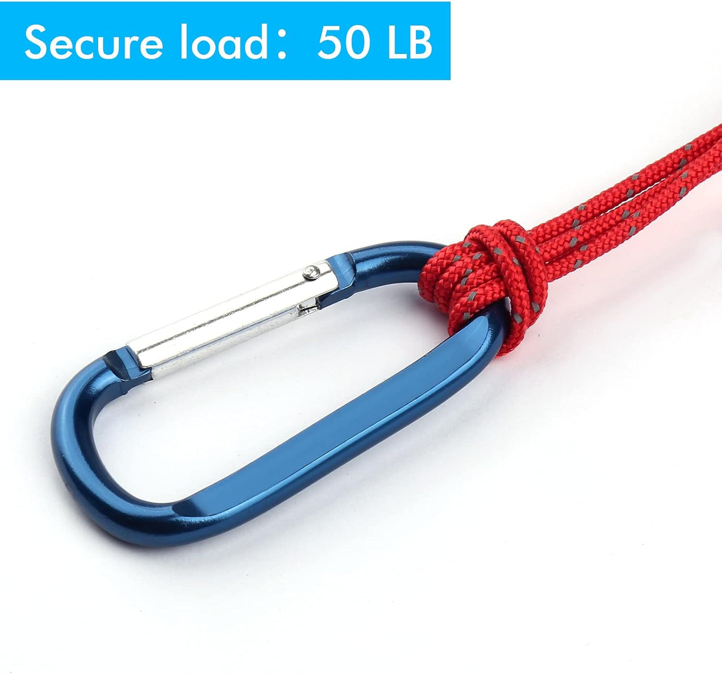 6PCS Black Carabiner Caribeaner Clip,3" Large Aluminum D Ring Shape Carabeaner with 6PCS Keyring Keychain Hook…