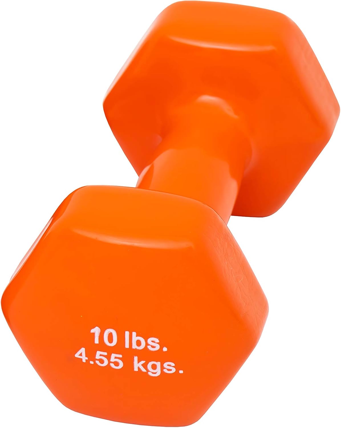 CanDo Vinyl Coated Dumbbell Orange 10 lb Single 1pc Handheld Weight for Muscle Training and Workouts, Color Coded Anti-Roll Home Gym Equipment, Beginner and Pro…