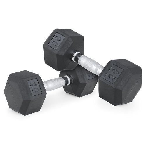 MADOG Hex-Dumbbells, Rubber Coated Cast Iron Dumbbell Set, Hand Weights With Anti-Slip Grip, 5-25 LBS