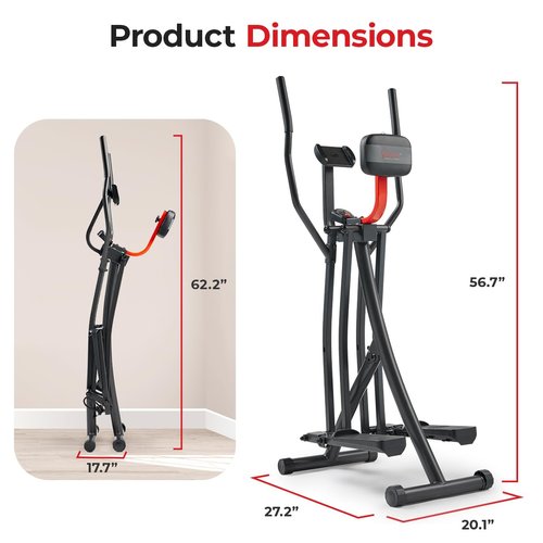 Sunny Health & Fitness SF-E902S Air Walk Pro Trainer Elliptical Machine Glider w/LCD Monitor, 220 LB Max Weight and 30 Inch Stride