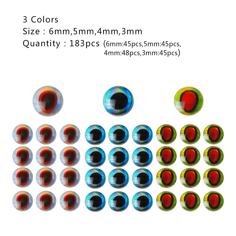 3D/4D Fishing Lure Eyes Realistic Holographic Fishing Eyes Lure Bait Making Kit Artificial Fish Eyes Fly Tying Making Streamers Lure Craft DIY Fishing Tool 183x4