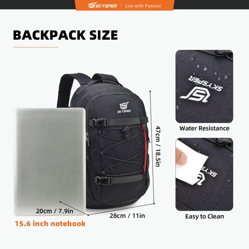 SKYSPER Hiking Backpack 25L Lightweight Travel Backpack Hiking Day Pack for Men Women(Black)