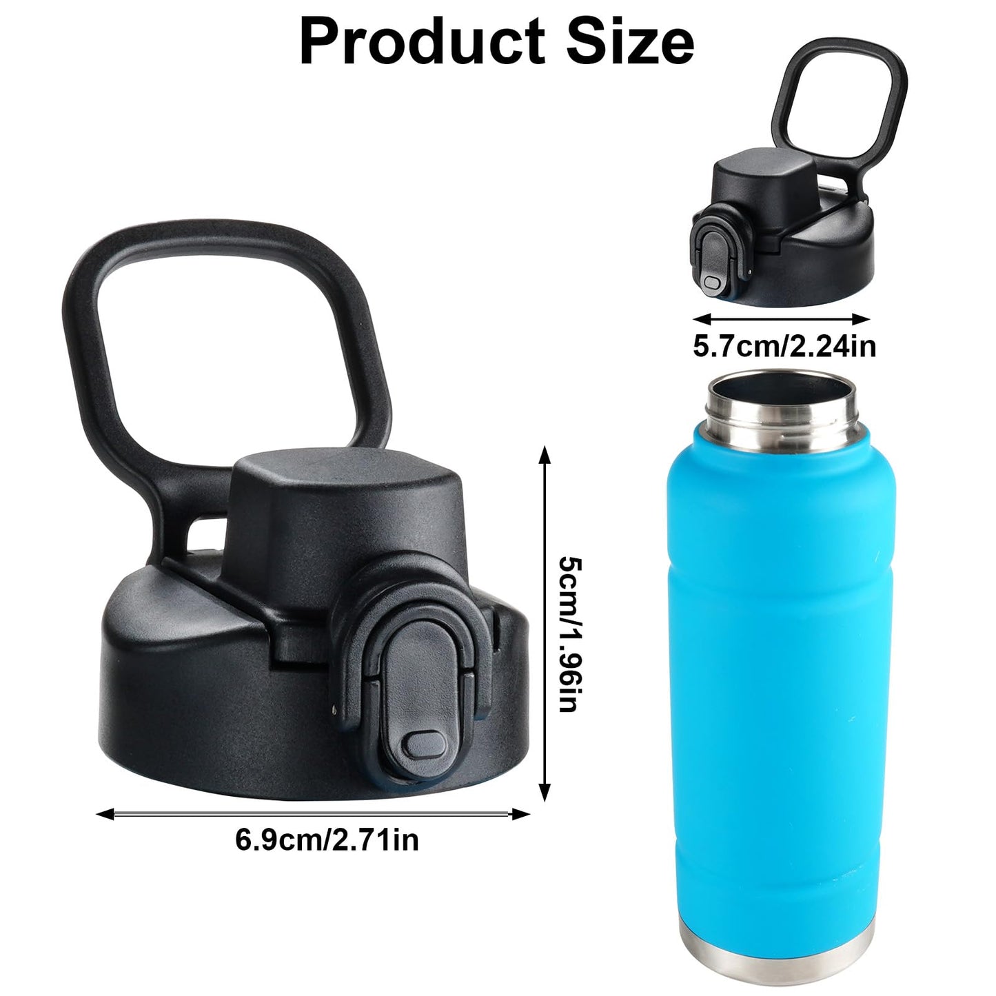 Auto Spout Lid for Bubba Trailblazer 24 32 40 oz Water Bottle, 2 Pack Lid Compatible with Bubba Flo Kids 16oz Wide Mouth Water Bottle, Portable Replacement Cap（2pcs）