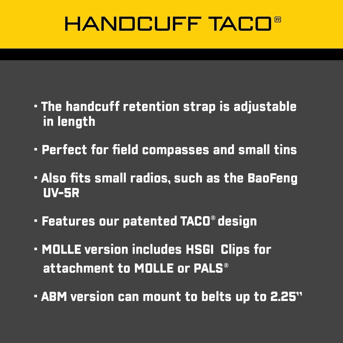 High Speed Gear MOLLE Mounted Handcuff Taco Pouch | Universal Handcuff Holster Fits Chain and Hinged Cuffs