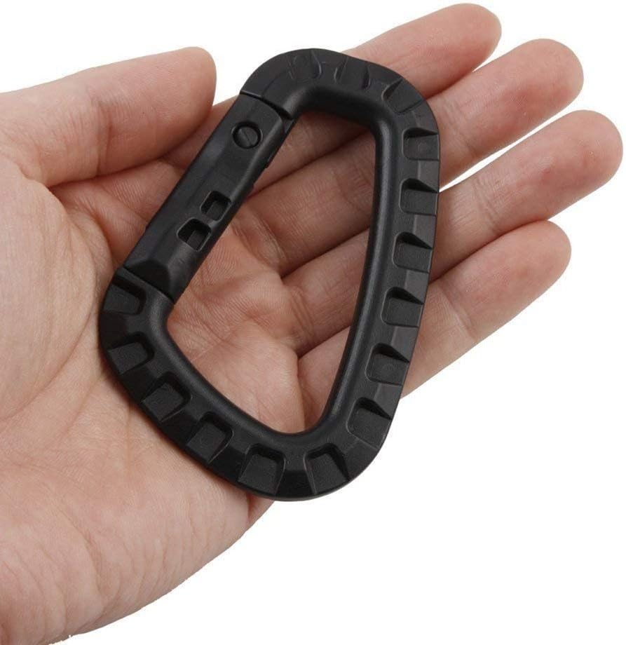 JCPLYNN Carabiner Tactical 10Pcs/12Pcs Enforcement Polymer Light Weight D-Ring Locking Hanging Hook Tactical Link Snap Keychain (10Pcs Black/Khaki/Dark Green)