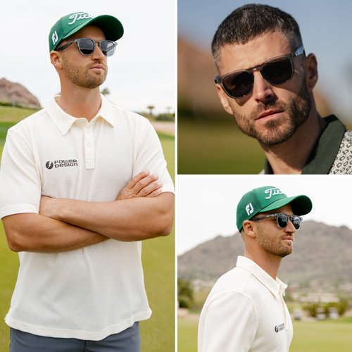 WMP Eyewear – Men’s Polarized Sport & Golf Sunglasses: Round Frame, Anti-Reflective Lenses, Non-Slip Nose Pads, Lightweight (Denim Blue/Black Lens)