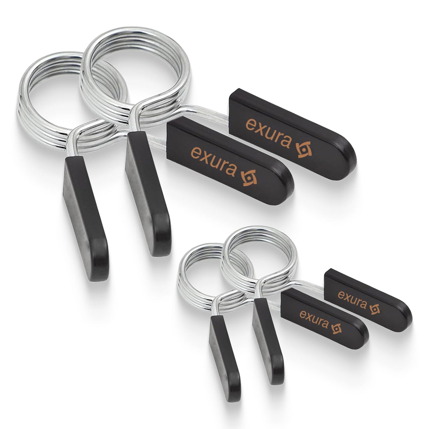 Exura Pack of 2 pairs of Spring Collars 1&2 inch(25mm &50mm) Barbell Clips, Barbell clamps, 2 Pairs of Barbell Collars, Olympic Barbell Clamps Set, Weight Clips For Bars, Weight Bar Clamps