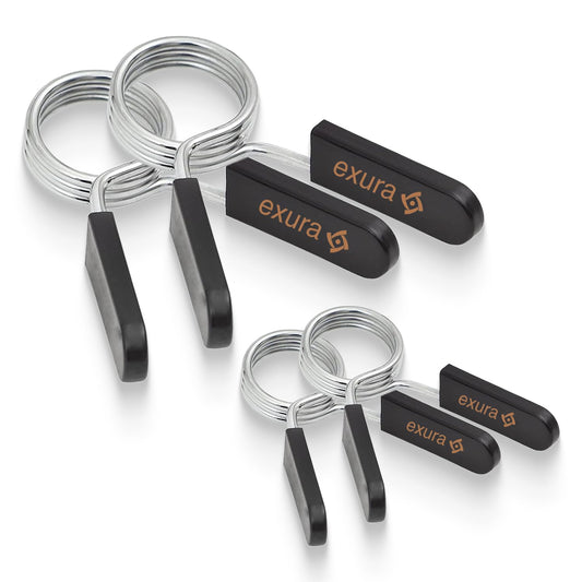 Exura Pack of 2 pairs of Spring Collars 1&2 inch(25mm &50mm) Barbell Clips, Barbell clamps, 2 Pairs of Barbell Collars, Olympic Barbell Clamps Set, Weight Clips For Bars, Weight Bar Clamps