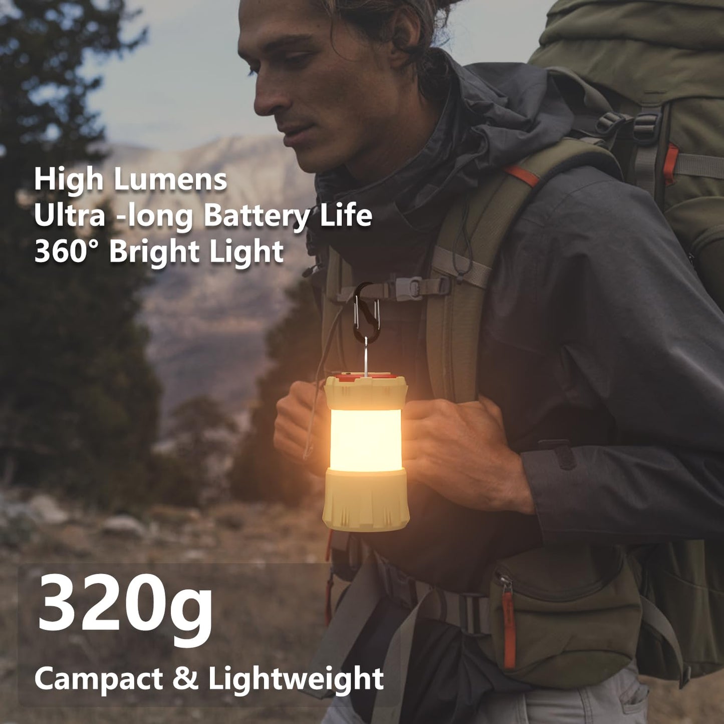 AROPEEN LED Camping Lantern Rechargeable, 9 Light Modes, Waterproof & Dustproof Camping Light, Perfect Lanterns for Power Outages Camping, Hiking, Mountain Climbing, Fishing, Maintenance (1-Pack)