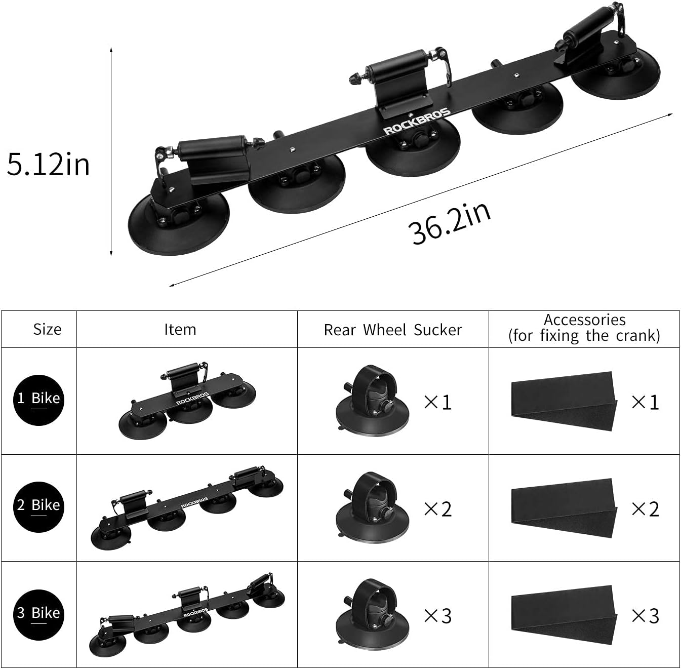 ROCKBROS Suction Cup Bike Rack for Car Roof Top Sucker Bike Rack Quick Release Aluminium Alloy Bike Carrier with Sucker for 1 Bike