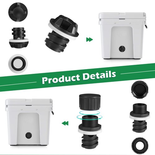 WADEO Cooler Drain Plug Hose Connection Kit with 6FT Garden Hose and Shut Off Valve for Yeti, Rtic Coolers