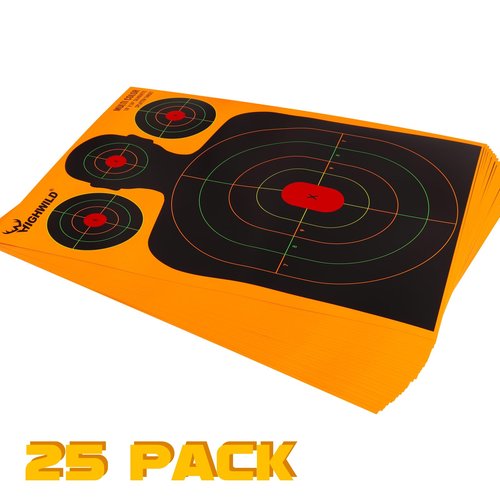 Highwild Silhouette Splatter Paper Targets - Splash Effect of Multiple Colors - 18x24 Inch (25 Pack)