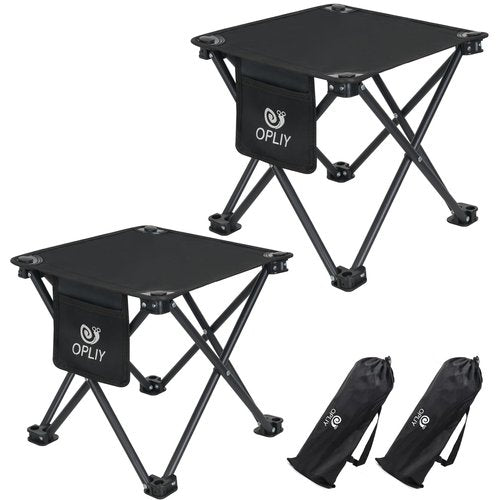 Opliy Camping Stool 2 Pack,13.5 Inch Portable Folding Stool for Outdoor Gardening and Beach Hiking Fishing,Foot Stool with Carry Bag (Black)