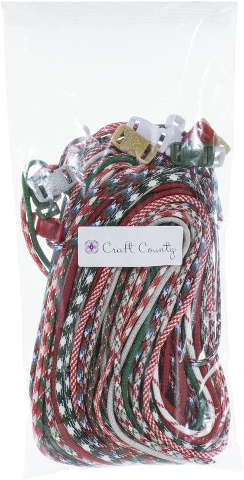 Craft County 550 Paracord Crafting DIY Kits - 80 Feet of Paracord and 8-3/8 Inch Buckles - Arts and Crafts, Bracelets, Keychains, Lanyards