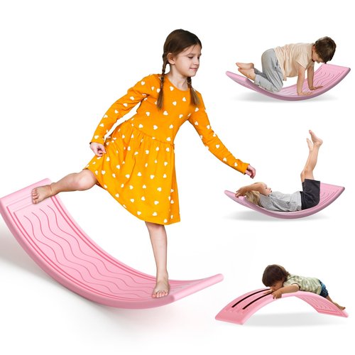 Wobble Balance Board for Kids Toddler,31 Inch Rocker Board Large Balance Trainer for Teens Adults Up to 165 LBS, Montessori Open Ended Learning Toy, Exercise and Yoga Curvy Board for Office Classroom