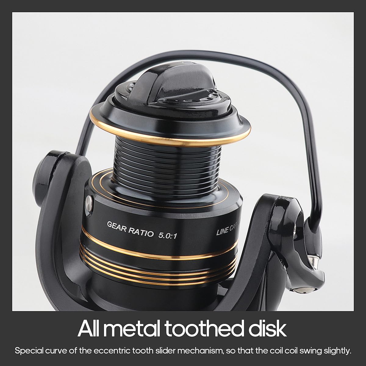 Frwanf Spinning Reel, Freshwater and Seawater Fishing Reel, Max 17.6lb Carbon Resistance, High Speed Gear Ratio, Premium New Rolling Bearing and Drive Gear, Metal Spool and Handle (FMCF2000)