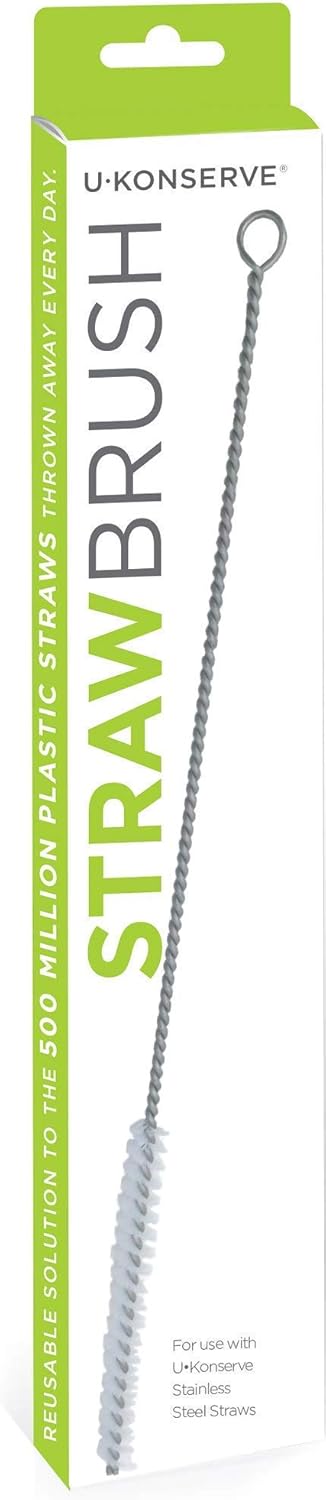 U-Konserve Drinking Straw Cleaning Brush 10.5" - White - Reusable Drinking Straw Brush - Long Pipe Cleaner - Dishwasher Safe - Eco Friendly, BPA Free