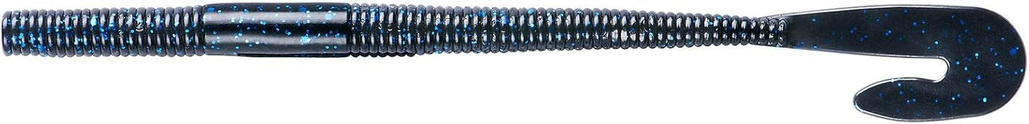 Yum Lures Thump'N Worm Soft P;astic Swim Bait U-Tail Fishing Lure, 10 per Pack, Black/Blue Flake