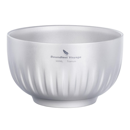 iBasingo 500ml Titanium Bowl Double Walled Oatmeal Food Rice Soup Bowl Ultralight Portable Tableware Outdoor Camping Metal Bowl Ti1165T