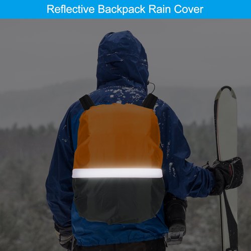 PATIKIL 58-70L Waterproof Backpack Rain Cover, Non-Slip Ultralight Backpack Cover with Reflective Strip for Hiking Camping Traveling Cycling, XL, Grey Orange