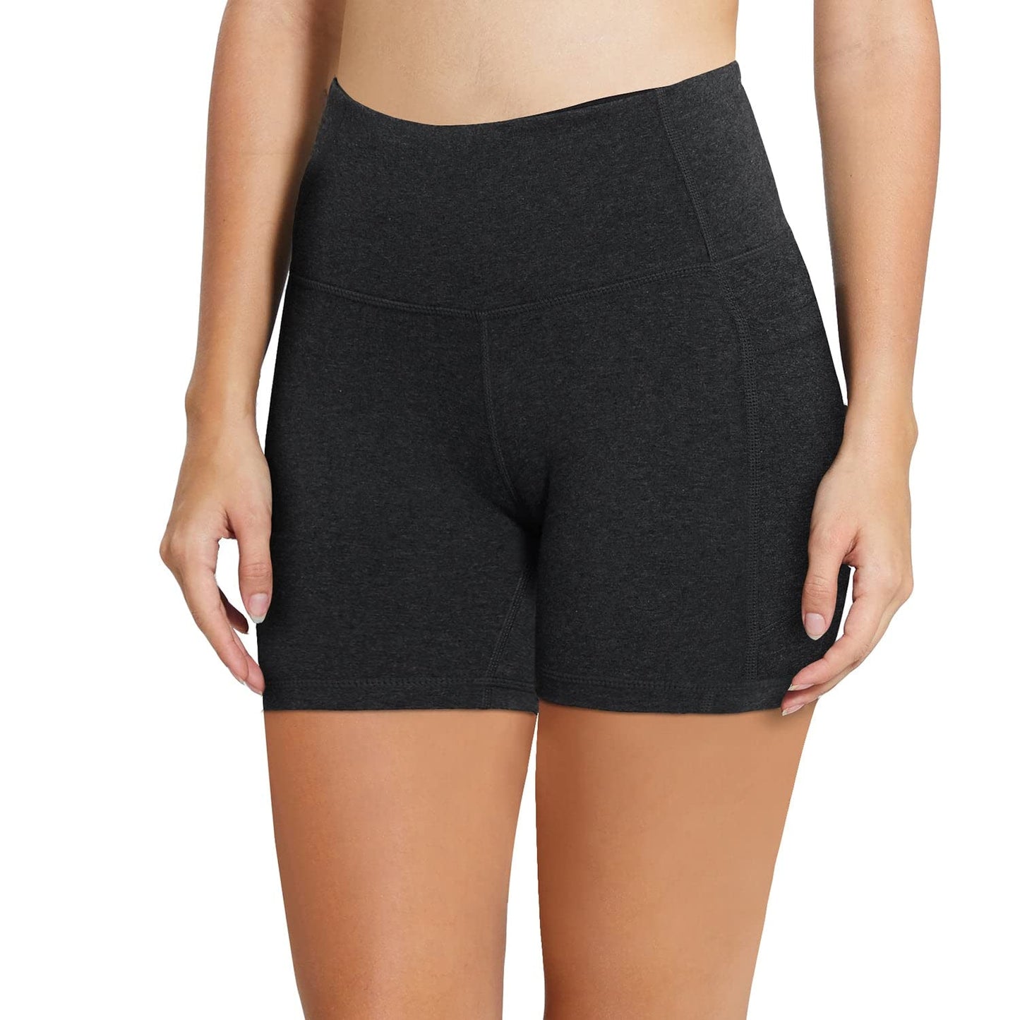 baleaf Workout Shorts Women 5" Biker Yoga Gym Spandex Running Volleyball Compression Tummy Control Short with Pockets Charcoal XXL