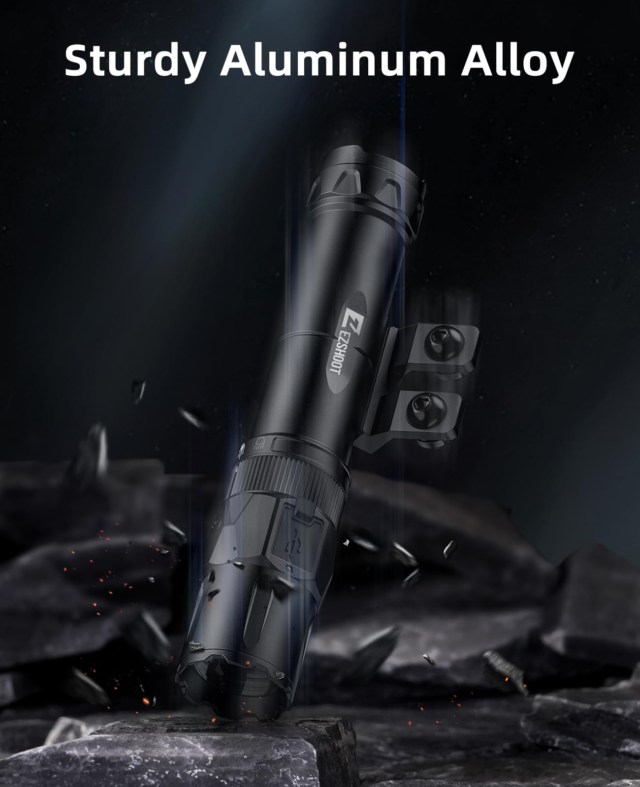 EZshoot 2500 Lumens Rifle Laser Light Combo Compatible with M-Rail, Rechargeable Ar Light Laser Combo with Magnetic Remote Switch, Tactical Rifle Flashlight with Strobe Mode for Home Defense, Hunting