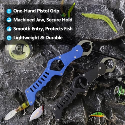 Blue Aluminum Fish Lip Gripper with Pistol Grip for Anglers