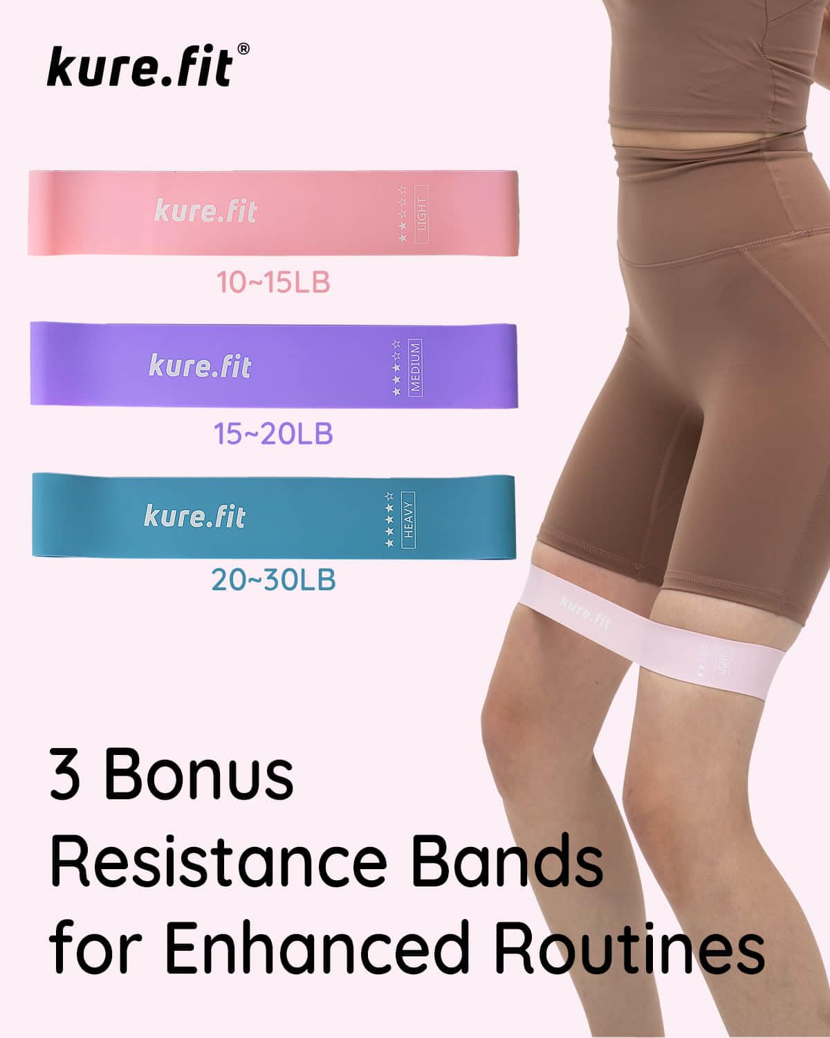 kure.fit Hand Weight Bars for Women (2.2 LB) | Resistance Booty Bands | Pilates, Yoga, Dance, Aerobics, Running, Cardio, Gym, Strength Training | Non-Slip | Portable Dumbbells | Women & Men | Pink
