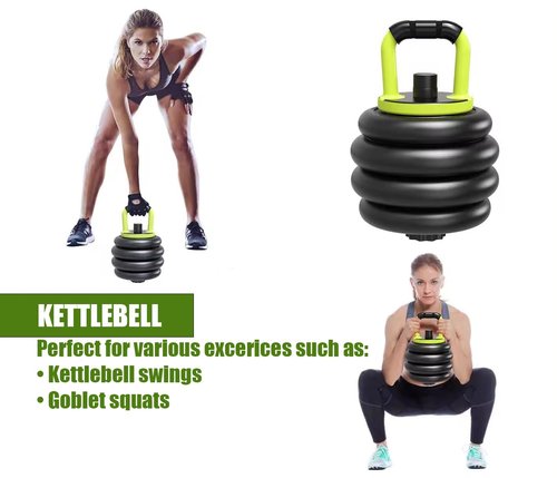 NEW Adjustable Dumbbells/Barbell/Kettlebell/Push-Up Stand - Upgraded with Ab Wheel - 22lb/33lb/44lb/66lb/88lb, 10kg/15kg/20kg/30kg/40kg - Home Gym Equipment for Men and Women (88, Pounds)